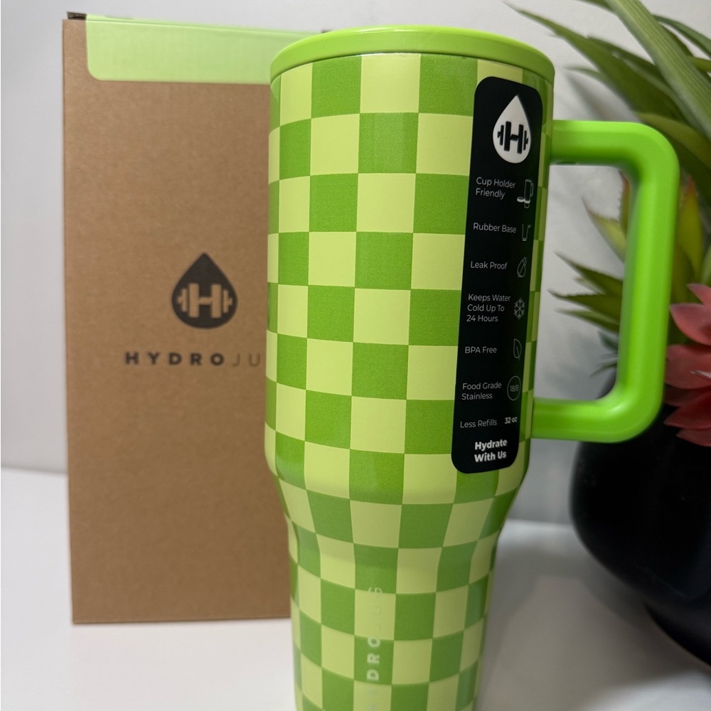 HydroJug Green Checkered 32 oz Travel – Limited Edition – NEW